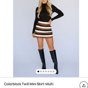 Stylish Colorblock Mini Skirt - Black, Brown, White